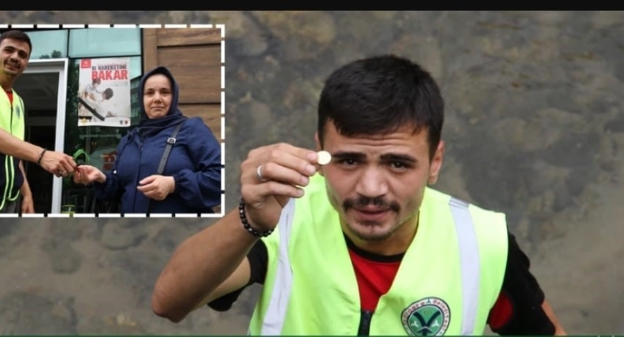 DERE YATAĞINA DÜŞÜRÜLEN ALTINI BELEDİYE EKİPLERİ SAHİBİNE TESLİM ETTİ