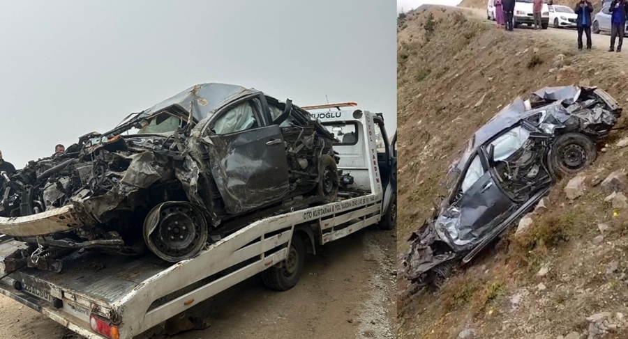 3 KİŞİYE MEZAR OLAN  OTOMOBİL UÇURUMDAN ÇIKARILDI